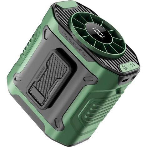 Ventilateur de ceinture – ventilateur portable mains libres – rechargeable par USB – 100 vitesses – 3600 mAh – avec LED – pour atelier, randonnée, jardin, extérieur (1/5)
