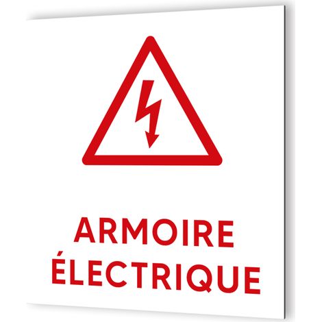 Pictogramme Armoire Électrique - Panneau Dibond Aluminium - Blanc Rouge - 20x20 cm, 3 mm, Fixation Multiple (1/5)