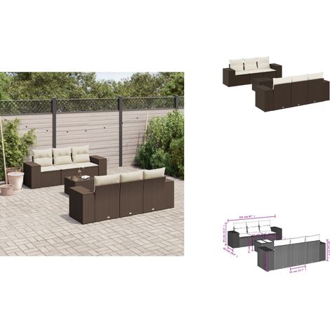 7-tlg. Garten-Sofagarnitur mit Kissen Braun Poly Rattan - Garten Sofagarnitur - Garten Sofagarnituren - Outdoor Sofagarnitur - Sofagarnitur Terrasse (1/3)