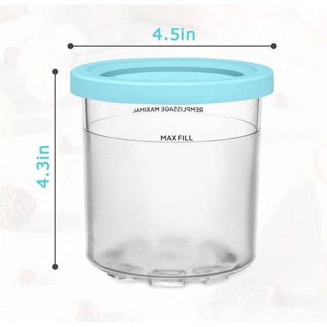 Eisbehälter für Ninja Creami, kompatibel mit Ninja Eismaschinen der Serien NC301, NC300 und NC299AMZ, BPA-frei und spülmaschinenfest (4er-Pack + Löffel) (1/5)