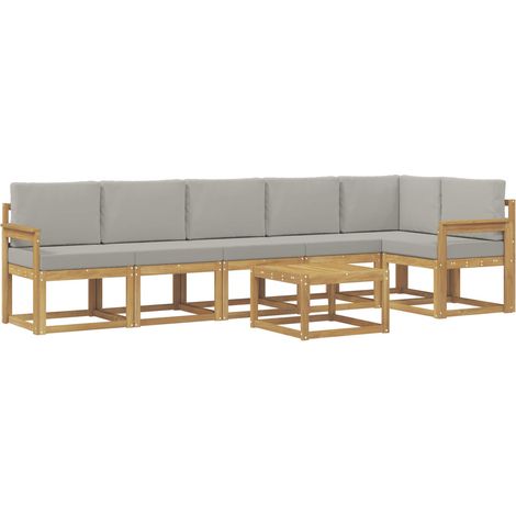 Set di divani da esterno 7 pz Bianco e Grigio Chiaro vidaXL (1/5)