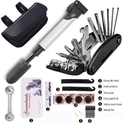 pair Kit Outil vélo - 16-en-1 - Outil Réparation Vélo - Noir (1/3)