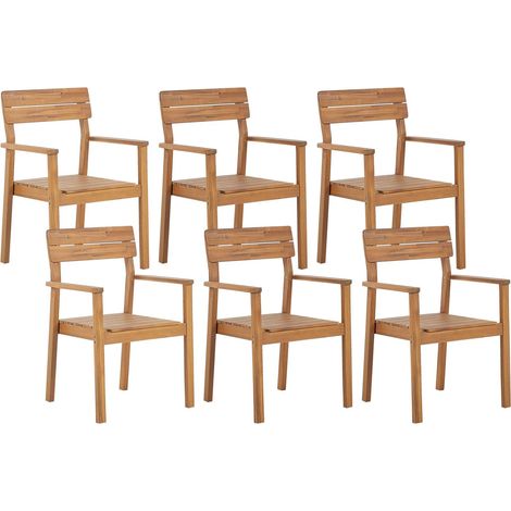 Set of 6 Garden Chairs FORNELLI Acacia Wood Brown