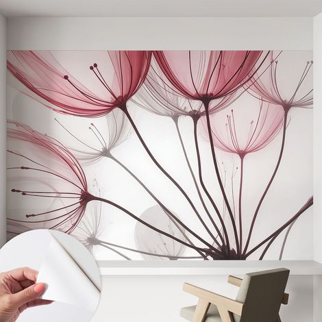 Papier peint autocollant décoratif à motifs pour salon chambre et bureau Tapete adhésif pour décoration Silhouettes florales 152x104 cm (1/5)