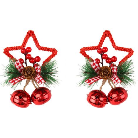 (4er-Set) Fünfzackige Sterne als Weihnachtsdekoration, weiße Glöckchen, DIY-Weihnachtsbaumschmuck, Fensterdekoration, Schaufensterdekoration (1/5)