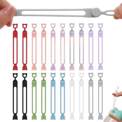 Organizzatore per 20 cavi, fascette in silicone, fascette riutilizzabili, organizer per la gestione dei cavi, fascette elastiche per cavi di ricarica (1/5)