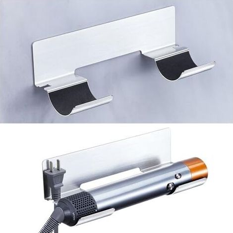 25x10.8x4.8CM Porte Seche Cheveux et Lisseur sans percage, Porte Lisseur Mural, Support Mural pour baguettes à friser, lisseurs & Styler accessoire, en acier inoxydable Support Lisseur, Suppo