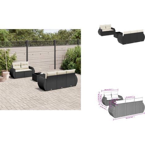 Salon de jardin 6 pcs avec coussins noir résine tressée - Ensemble Salon De Jardin - Meuble De Jardin - Mobilier De Jardin - Salon De Jardin Design - Set Salon De Jardin (1/3)