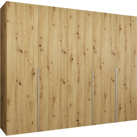 Armario Hartford 538, Roble Artisan, 202x250x52cm, Puertas de armario: Con bisagras, Número de estantes: 3 (1/5)