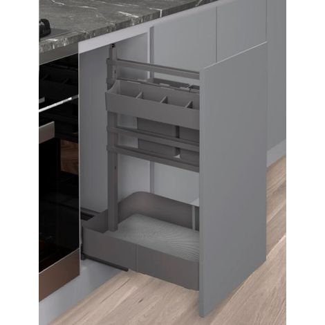 Organizador extraible bajo Neosystem grafito con cierre suave. Puerta 400mm. - (1/5)