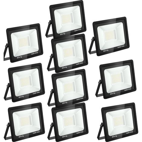 10PCS 100W Projecteur LED Extérieur, Spot LED Exterieur 10000LM Super Lumineux 6500K Blanc Froid Éclairage de Sécurité Extérieur IP66 Imperméable pour Garage Jardin Terrasse Parking (1/5)