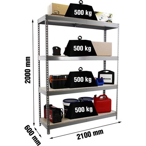 Etagère Charge Lourde Simonforte 2106-4 Chipboard Gris - 2000x2100x600 500kg - Simonrack