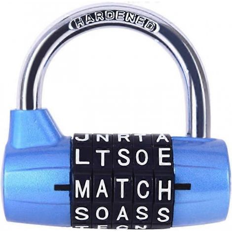 Cadenas à combinaison à 5 lettres, cadenas directionnel, cadenas à code, cadenas à combinaison à mot (bleu) (1/5)