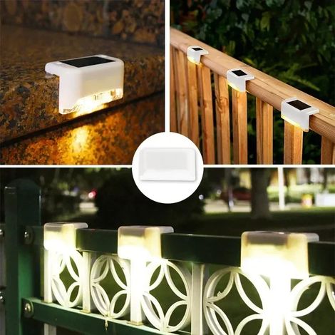 (Lot de 32 - Coquillage blanc - Lumière chaude) Lampes solaires de terrasse - Lot de 32 lampes d'extérieur étanches à LED, compatibles avec rampes, escaliers, clôtures, jardins, patios et allées. (1/5)