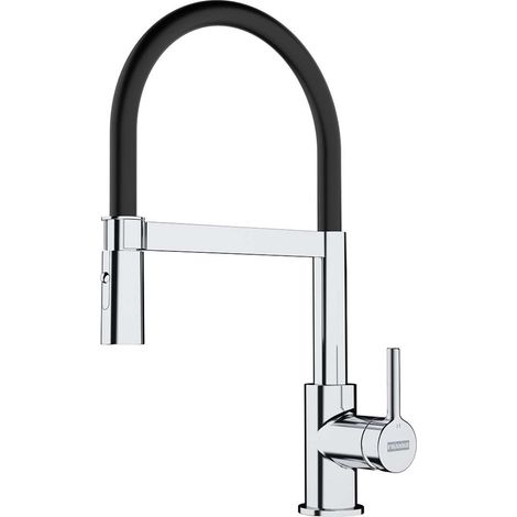 Franke Lina - Küchenarmatur FC 6085.031 mit flexiblem Auslauf und Brause, Chrom/Schwarz 115.0626.085 (1/5)