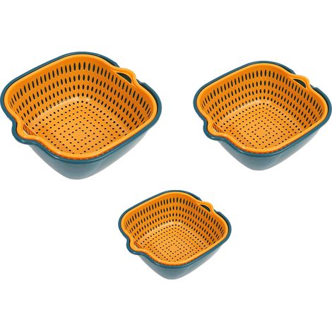 1 ensemble de paniers d'égouttage en plastique - paniers d'égouttage carrés (petit ensemble de six pièces) [grand + moyen + petit]