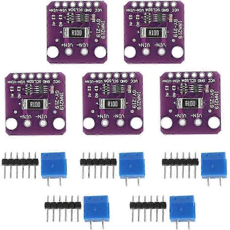 Capteur de courant numérique INA219 GY, module I2C haute précision, lot de 5 pièces, interface digitale, mesure de tension et intensité, compatible bricolage électronique (1/4)