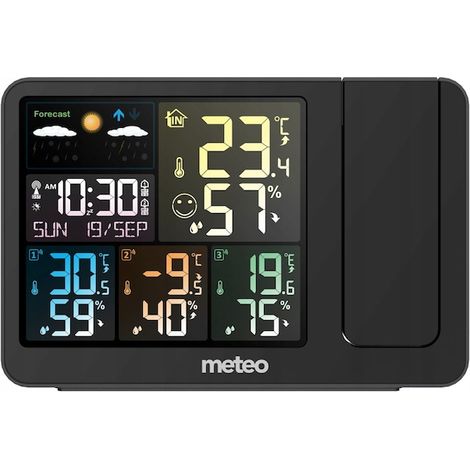 Station météo, projection laser, 3 capteurs, mesure de température de -30 à +50 °C, 15,4 x 10,4 x 4,2 cm (1/5)