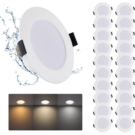 12W Spot LED Encastrable 220V, Lot de 6 Spot Salle de Bain, Blanc Chaud Blanc Neutre Blanc Froid 3000K/4000K/6500K, Spots LED extérieur 120mm pour Cuisine Salon, Rond (1/5)