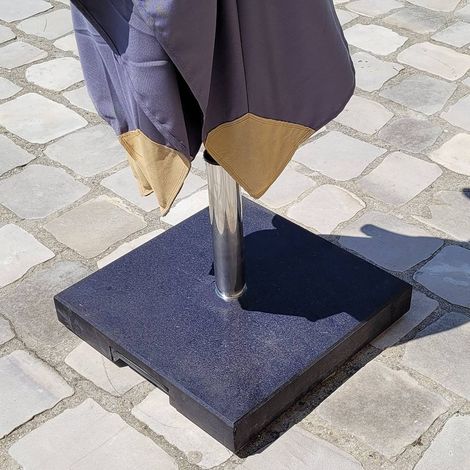 Pied de parasol en granite anthracite 39 kg avec roulettes Granita