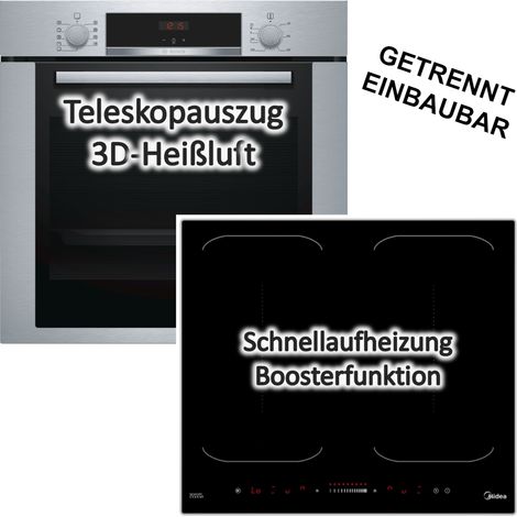 Herdset BOSCH Einbau-Backofen mit Induktionskochfeld Booster - autark, 60 cm