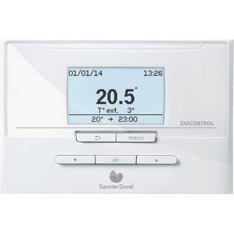 Saunier Duval – Thermostat de chaudière programmable radio – 7 plages horaires – Gestion automatique de la courbe de chauffe – Réglage hebdomadaire ou journalier