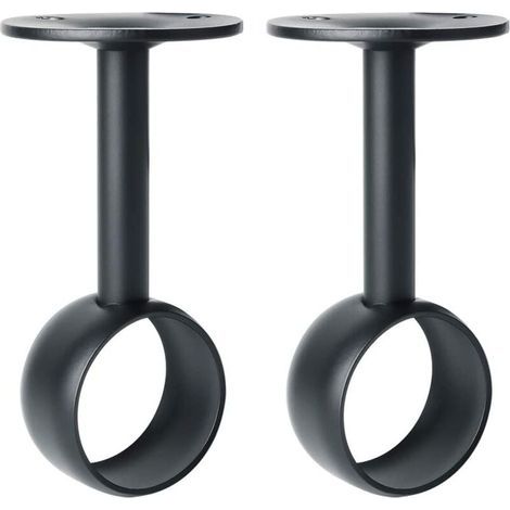 Support de Tringle à Rideaux Support Tringle Penderie avec Vis Support de Plafond pour Rideau et Armoire, Noir Mat en Acier Inoxydable, Diamètre 32 mm, 2 Pcs (1/4)