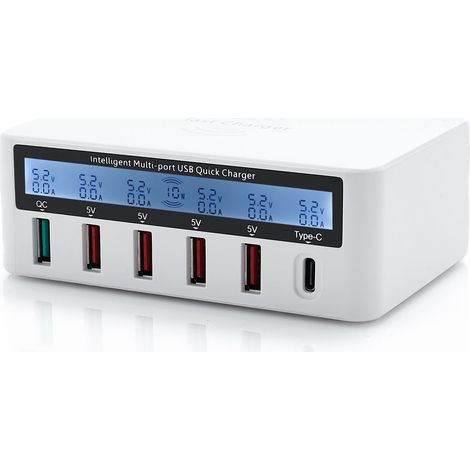 Chargeur intelligent 6 ports (port USB Type-C + chargement sans fil) (1/5)