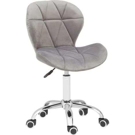 Premier Housewares Grey Velvet Quilted Home Office Chair (1/5)