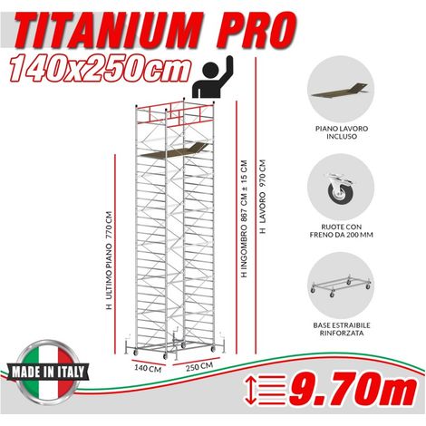 Trabattello TITANIUM PRO Altezza lavoro 9,70 metri