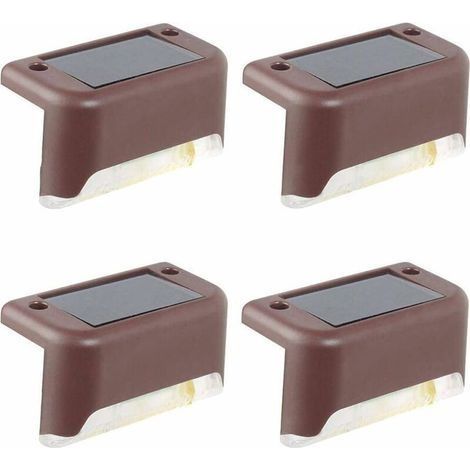 Un paquet de 4 lampes solaires pour terrasse(Lumière blanche froide), lampes de plafond étanches à LED, lampes solaires pour terrasse en extérieur, escaliers, allées de jardin, marches et clôtures (1/5)