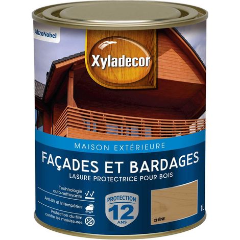 Lasure protectrice pour bois extérieur - Facades et Bardages - aspect satin chêne 1 L - Xyladecor