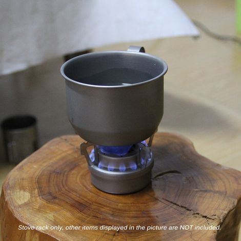 Ensemble combiné de réchaud et Support à alcool en titane pour l'extérieur, Mini liquide Portable ultraléger avec Support croisé (1/5)