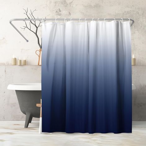 Rideau de Douche 180x200 cm Bleu Dégradé - 100% Polyester - Rideau Salle de Bain Résistant à l'eau avec Œillets en Métal et 12 Crochets Plastiques Durables (1/5)
