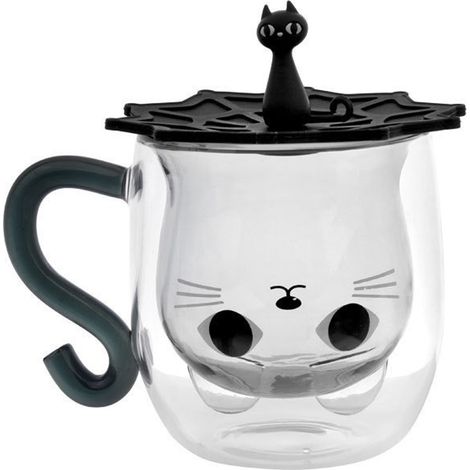 Tasse Double Paroi - 260 ml - Isolante Thermique - Motif Chat - Pour Café Latte Macchiato - Usage Quotidien Maison Bureau - 1 Pièce
