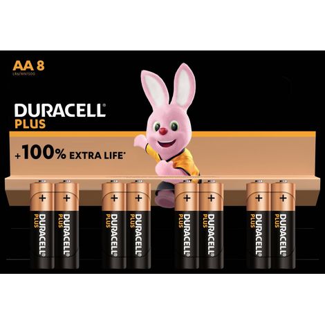 DURACELL Pile Plus AA MN1500/LR6 carte de 8 piles