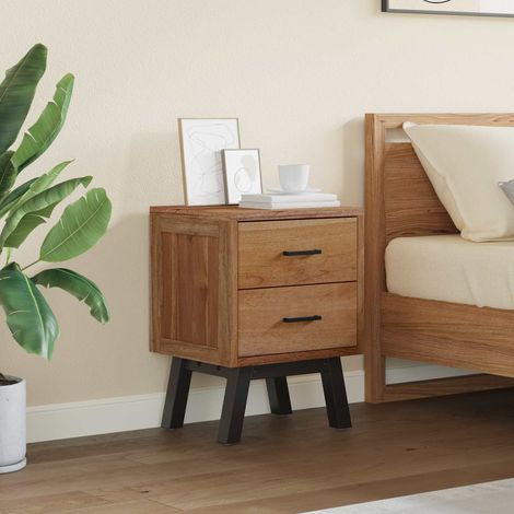 vidaXL Comodino Naturale 40 x 35 x 55 cm Legno di teak solido