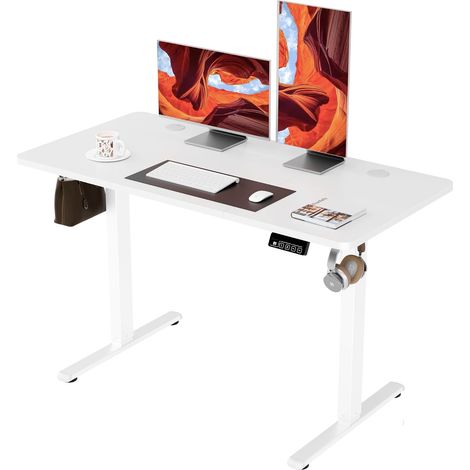 Bureau Assis Debout Électrique Ergonomique 120 x 60 cm,Blanc (1/5)