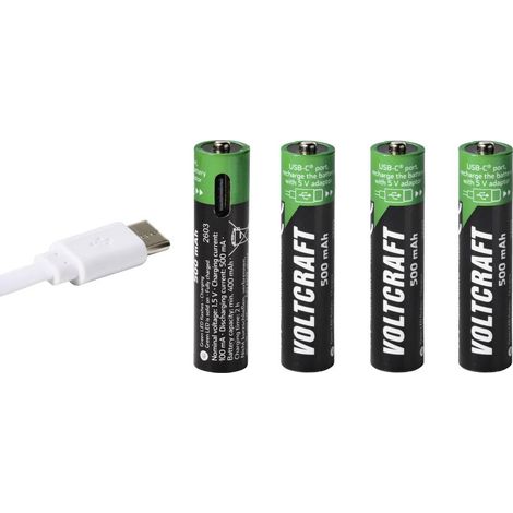 VOLTCRAFT Batteria ricaricabile Ministilo (AAA) Li-Ion 500 mAh 1.5 V 4 pz. (1/5)