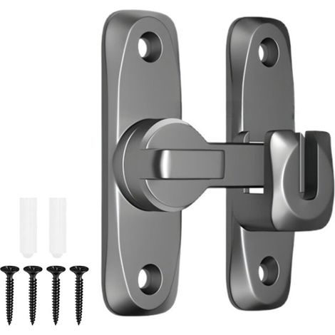 Loquet pivotant robuste, 90°/180°, pour portes, granges, garages, jardins, clôtures (gris) (1/5)