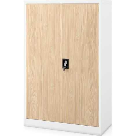 Armoire en acier KEVIN, 900 x 1400 x 400 mm, Eco Design: blanc/ chêne de sonoma