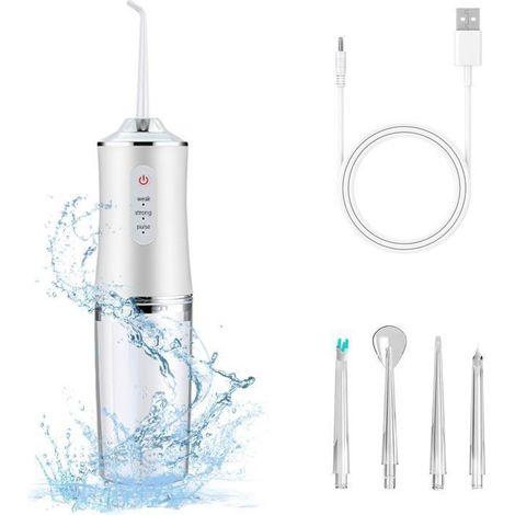 Hydropulseur électrique sans fil, 3 modes, 4 buses, nettoyage et rinçage des dents (1/5)