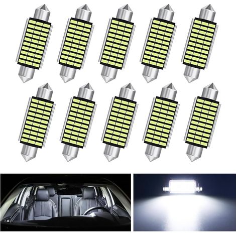 ampoule led intérieure voiture 39 mm 12 v 6000 k 360 lm plug and play 10 pièces (1/5)