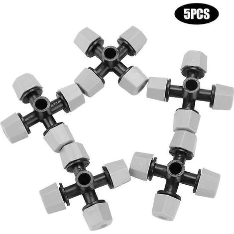 5-piece water spray nozzle with 4 cross-shaped outlets for use in agricultural irrigation in gardens (1/4)