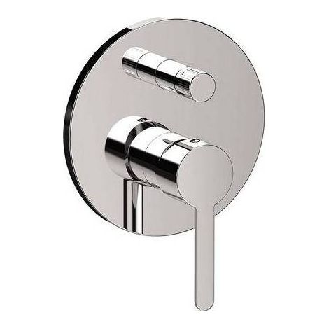 Miscelatore a incasso per vasca/doccia con deviatore a 2 vie a vitone ceramico, su piastra tonda ultra-piatta.(DianFlex) Misura: Cromo