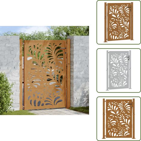 Gartentor 105x155 cm Wetterfester Stahl Wellen-Design - Gartentor - Gartentore - Zauntor - Sicherheitstor (1/5)