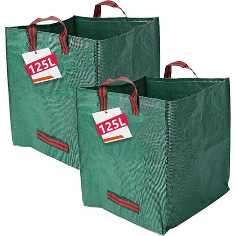 Sacs à déchets de jardin réutilisables (lot de 2) - Sacs poubelle de grande capacité (125 L) pour la collecte des déchets de jardin (1/5)