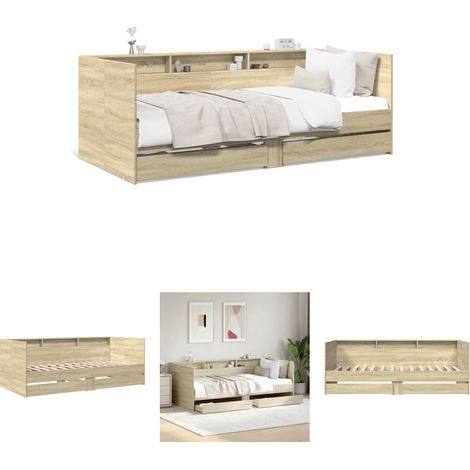 The Living Store Tagesbett mit Schubladen Sonoma-Eiche 90x200 cm Holzwerkstoff - Betten & Bettgestelle (1/5)