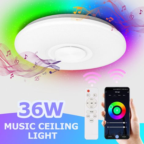Wolketon Plafonnier LED avec musique bluetooth et haut parleur - 36W - avec télécommande (1/5)