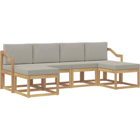 Conjunto de sofás de exterior 6 uds. Blanco y Gris Claro vidaXL (1/5)